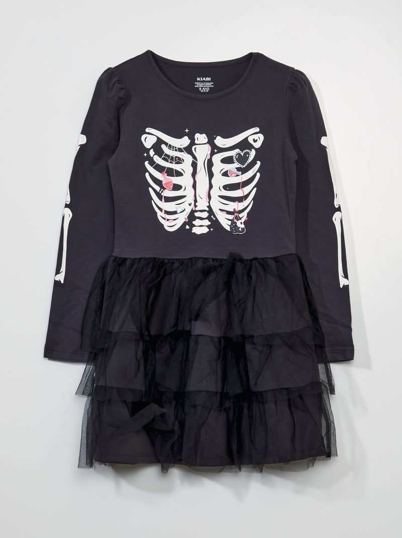 Vestido de punto y tul de efecto 2 en 1 - Halloween GRIS - Kiabi