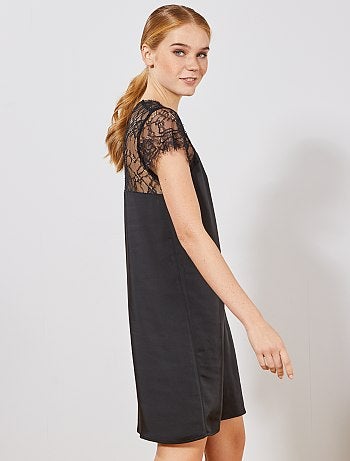 Vestido de raso y encaje - Kiabi