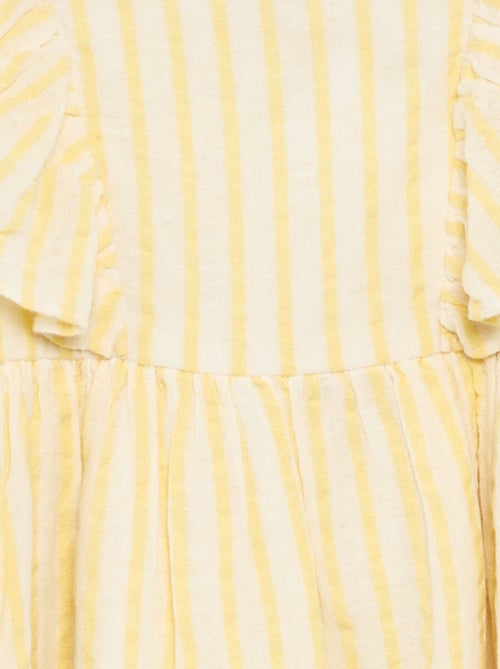 Vestido de rayas amarillas y mangas con volantes - Kiabi