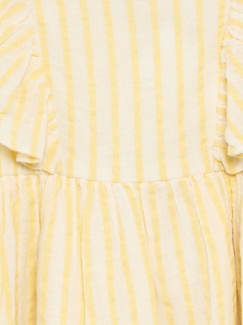 Vestido de rayas amarillas y mangas con volantes Amarillo - Kiabi