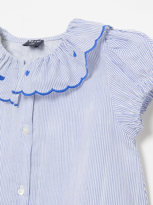 Vestido de rayas con mangas cortas y bajo con volante - Kiabi