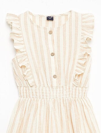 Vestido de rayas en lino y algodón