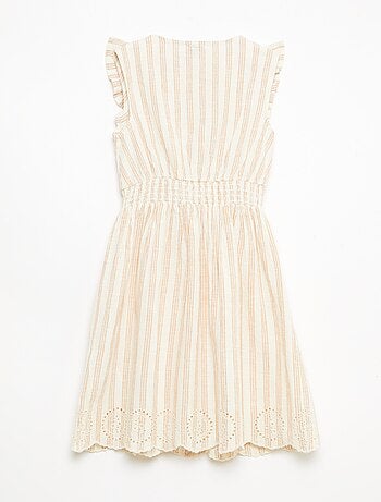 Vestido de rayas en lino y algodón