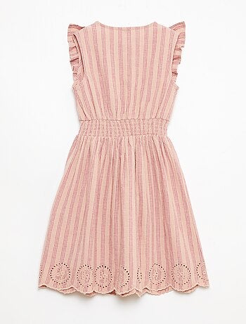 Vestido de rayas en lino y algodón