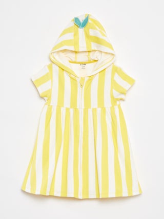Vestido de rizo con capucha y motivo