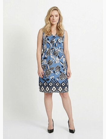 Vestido de satén con estampado floral oriental - Afibel