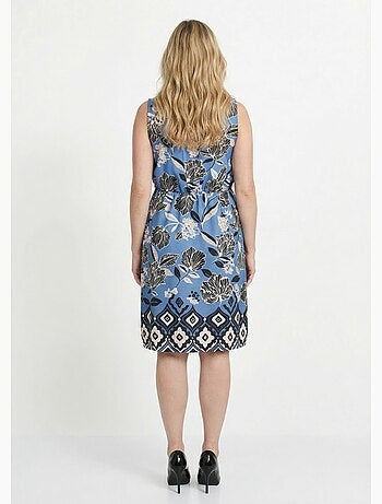 Vestido de satén con estampado floral oriental - Afibel