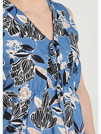 Vestido de satén con estampado floral oriental - Afibel