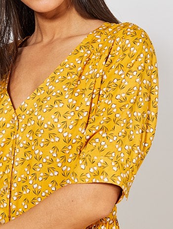 Vestido de tejido vaporoso estampado - Kiabi