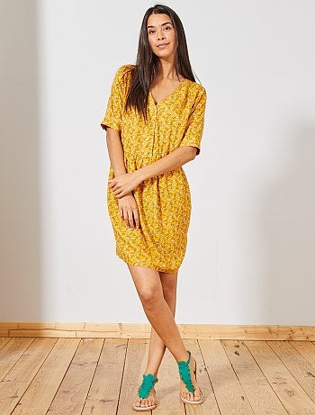 Vestido de tejido vaporoso estampado - Kiabi