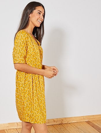 Vestido de tejido vaporoso estampado - Kiabi