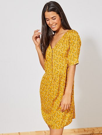 Vestido de tejido vaporoso estampado - Kiabi