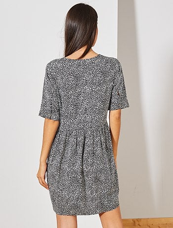 Vestido de tejido vaporoso estampado - Kiabi