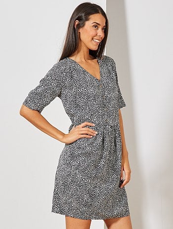 Vestido de tejido vaporoso estampado - Kiabi