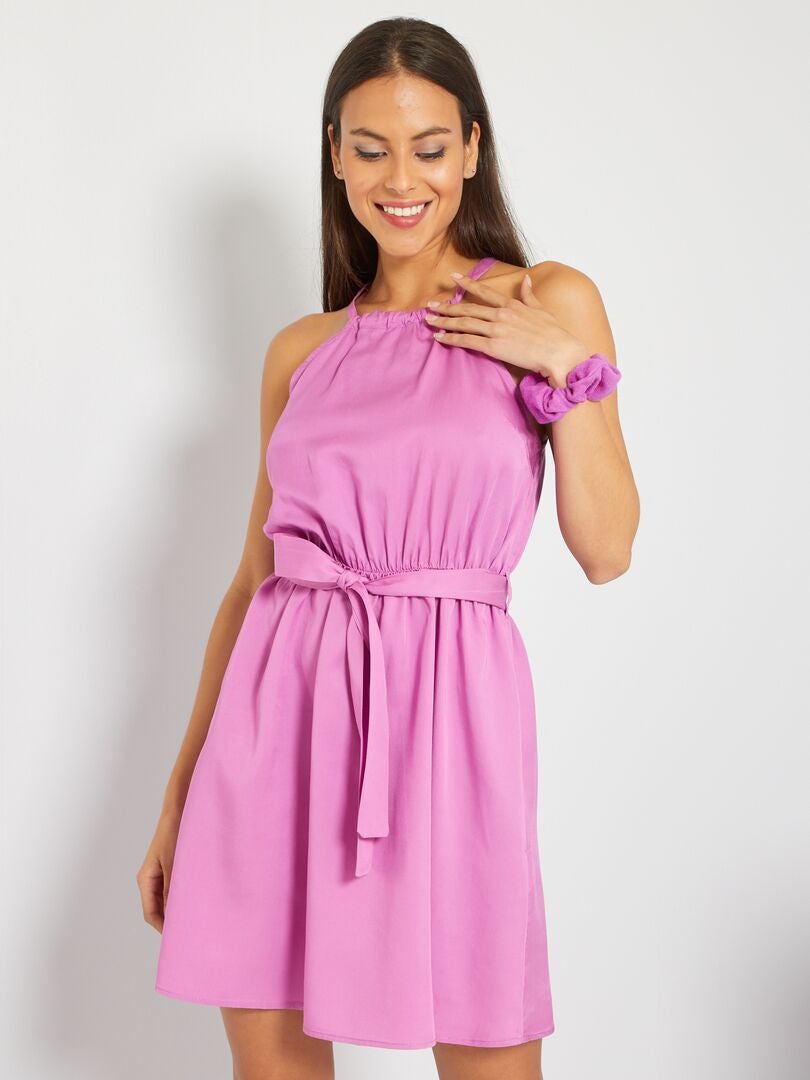 Vestido de tejido vaporoso violeta rosa - Kiabi