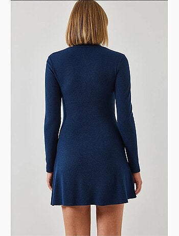 Vestido de tela otomana acanalada con cremallera lucci