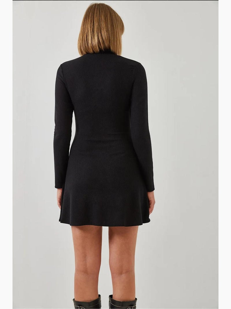 Vestido de tela otomana acanalada con cremallera lucci Negro - Kiabi