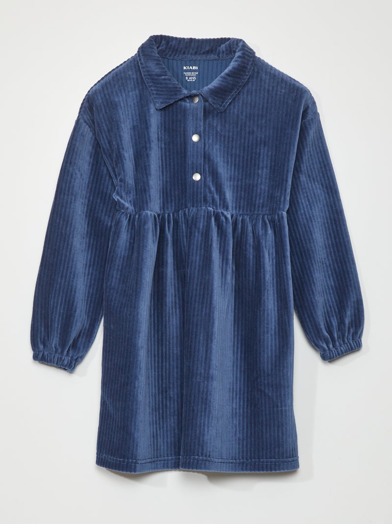 Vestido de terciopelo azul oscuro - Kiabi
