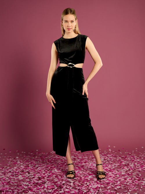 Vestido de terciopelo con aberturas laterales - Kiabi