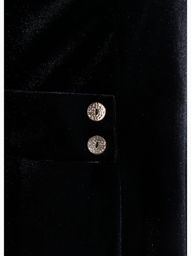 Vestido de terciopelo con cuello redondo y cintura definida - afibel Negro - Kiabi