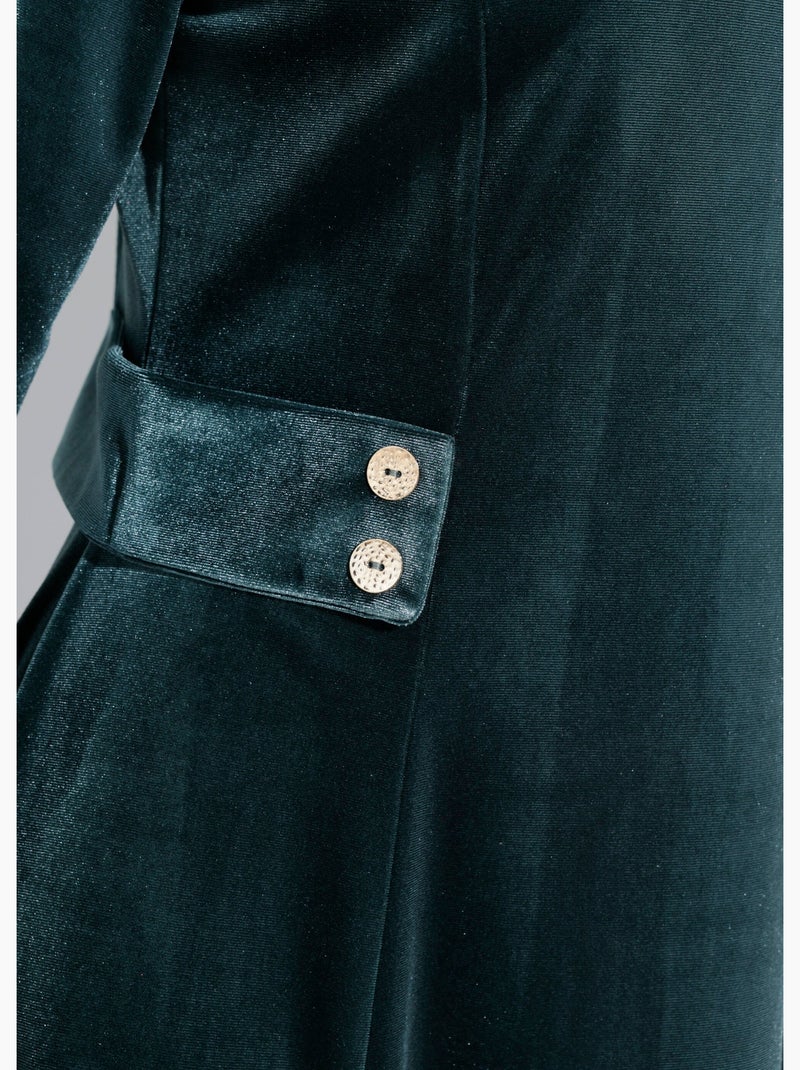 Vestido de terciopelo con cuello redondo y cintura definida - afibel Verde - Kiabi