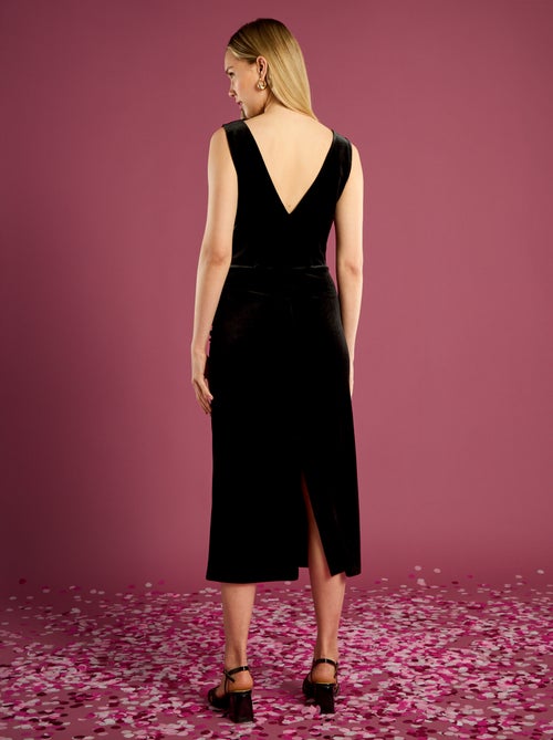 Vestido de terciopelo con efecto drapeado - Kiabi