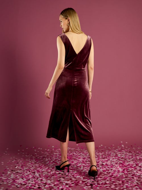 Vestido de terciopelo con efecto drapeado - Kiabi