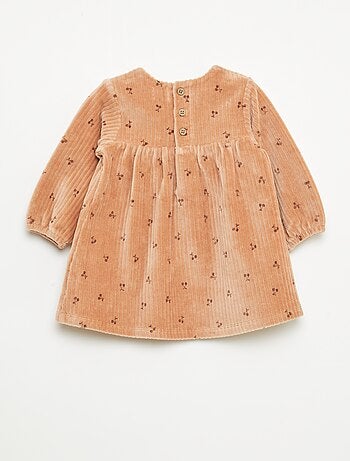 Vestido de pana de manga larga con estampado