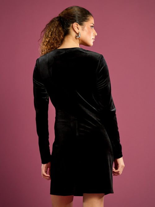 Vestido de terciopelo drapeado - Kiabi