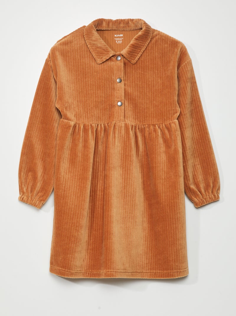 Vestido de terciopelo MARRON - Kiabi