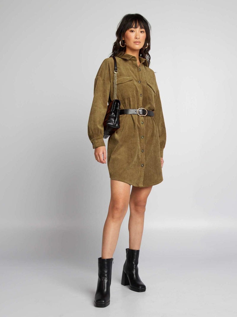 Vestido de terciopelo MARRON - Kiabi