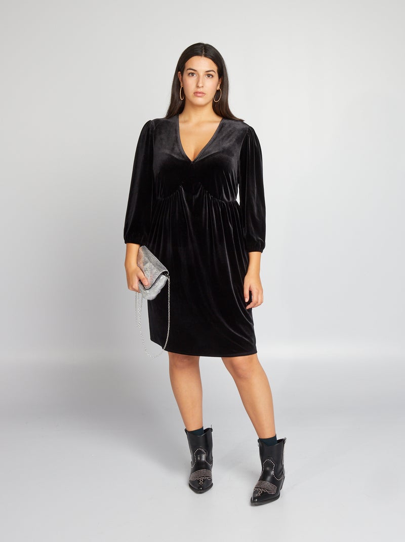 Vestido de terciopelo NEGRO - Kiabi