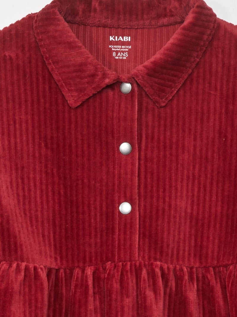 Vestido de terciopelo ROJO - Kiabi