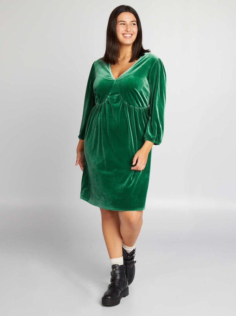 Vestido de terciopelo VERDE - Kiabi