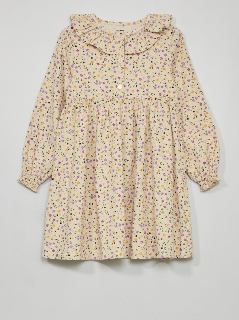 Vestido de terciopelo vichy BLANCO - Kiabi