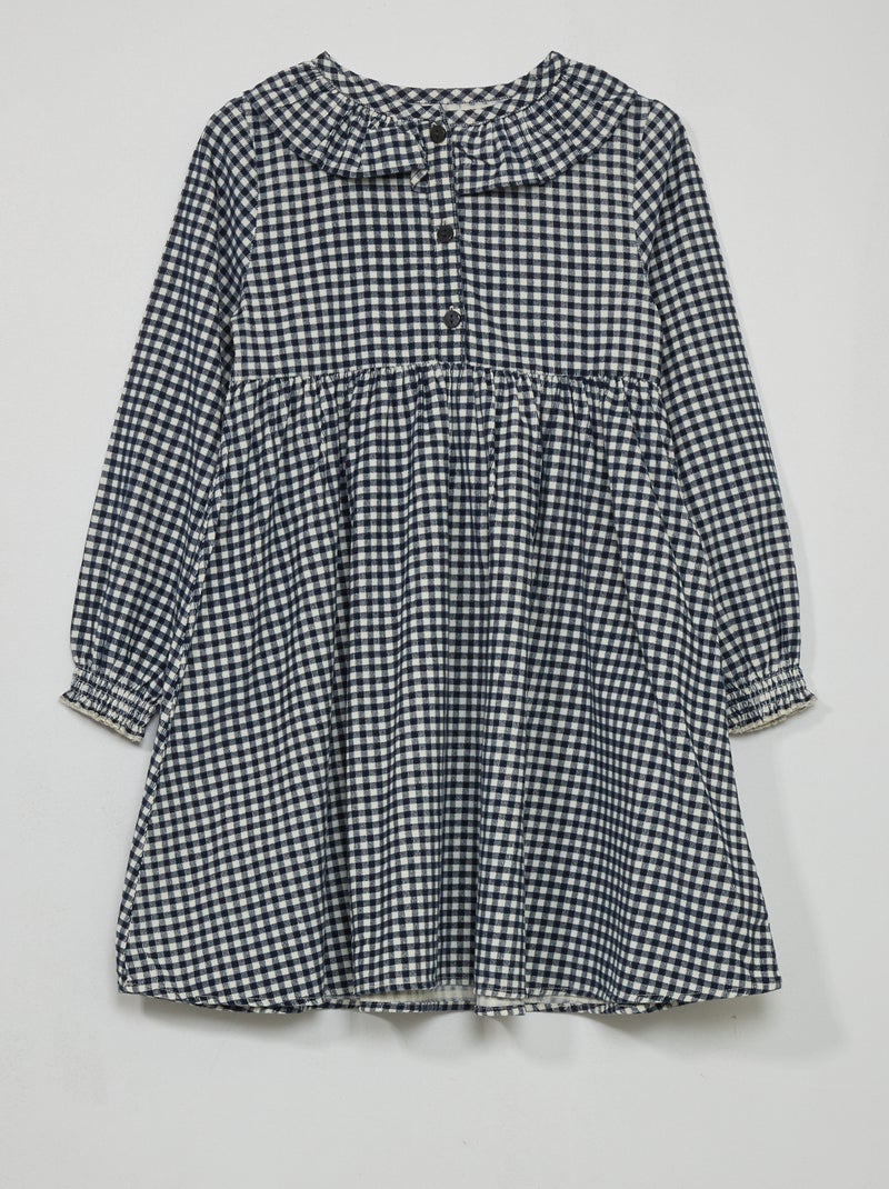Vestido de terciopelo vichy BLANCO - Kiabi