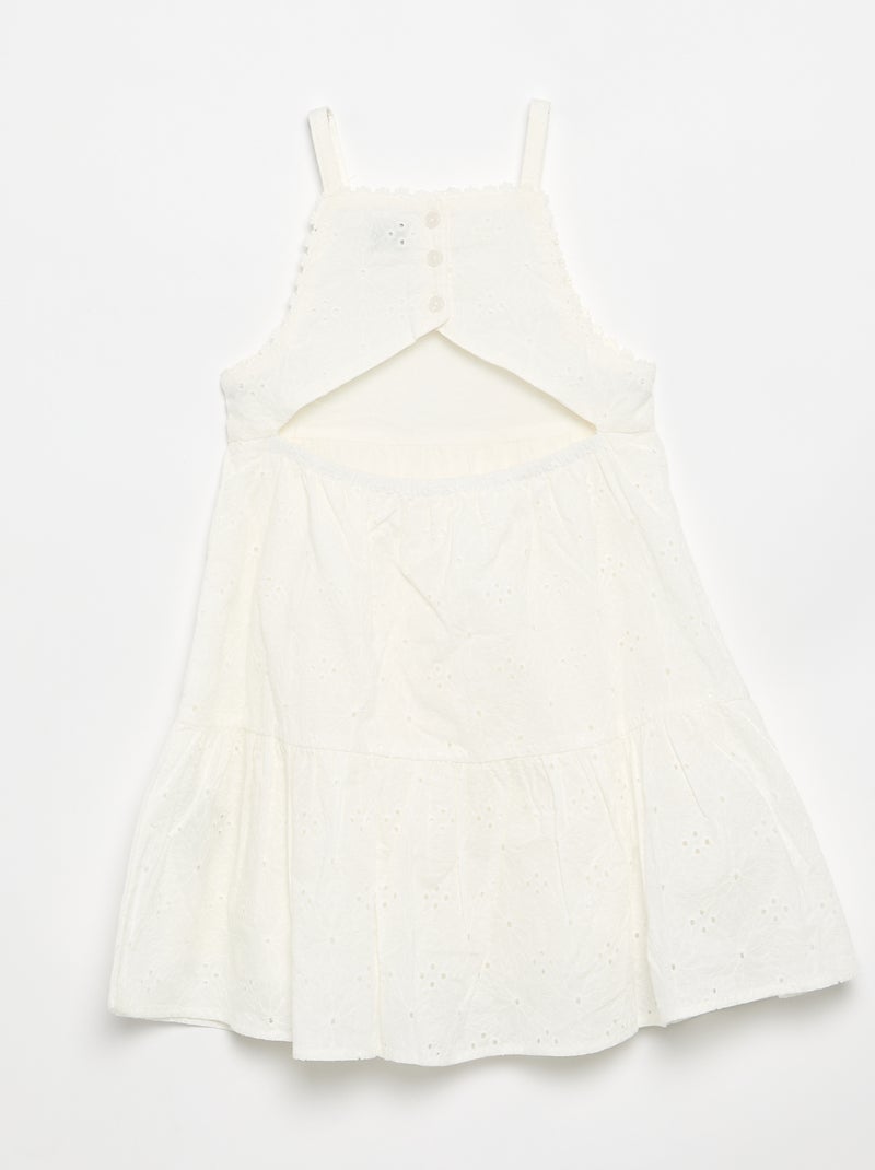 Vestido de tirantes con bordados ingleses Blanco - Kiabi