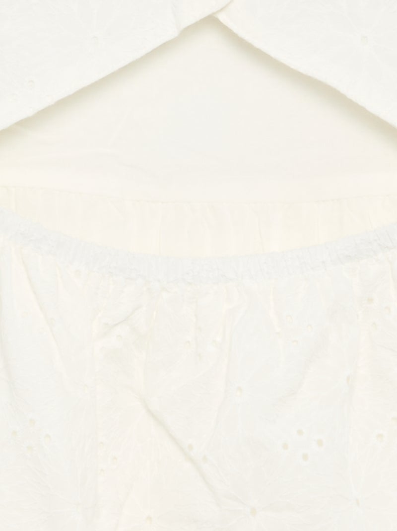 Vestido de tirantes con bordados ingleses Blanco - Kiabi