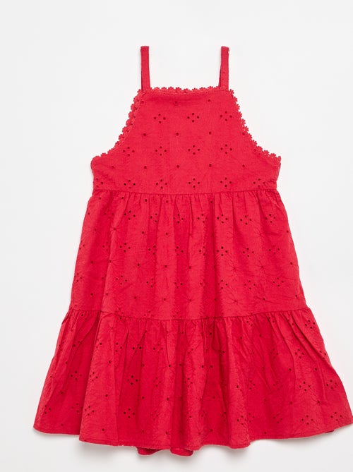 Vestido de tirantes con bordados ingleses - Kiabi