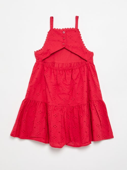 Vestido de tirantes con bordados ingleses - Kiabi