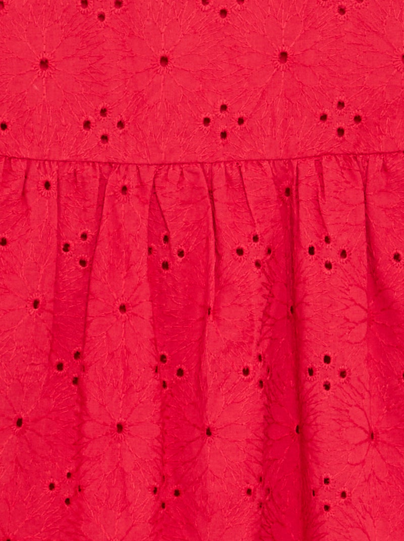 Vestido de tirantes con bordados ingleses Rojo - Kiabi