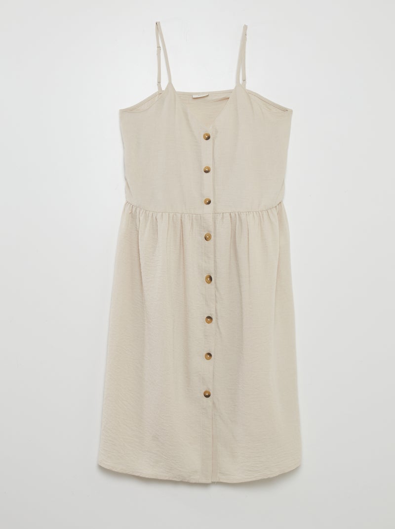 Vestido de tirantes con botones BEIGE - Kiabi