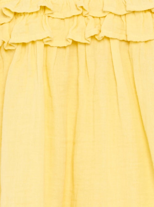 Vestido de tirantes con nido de abeja y volantes - Kiabi
