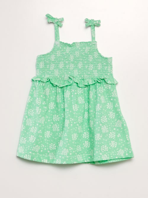 Vestido de tirantes con volantes en el bajo - Kiabi