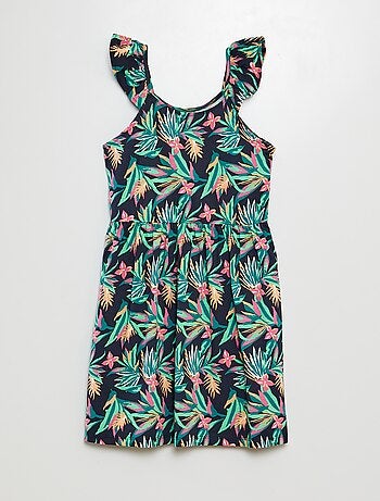 Vestido de tirantes con volantes y estampado