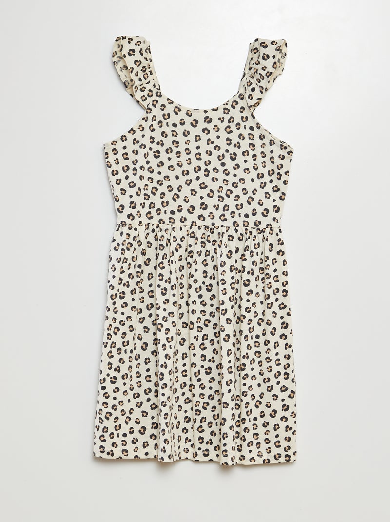 Vestido de tirantes con volantes y estampado BEIGE - Kiabi