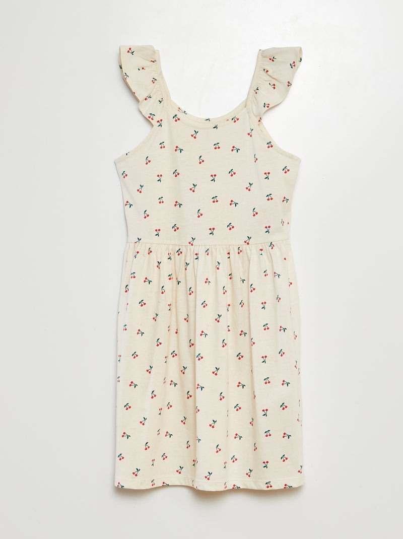 Vestido de tirantes con volantes y estampado BLANCO - Kiabi