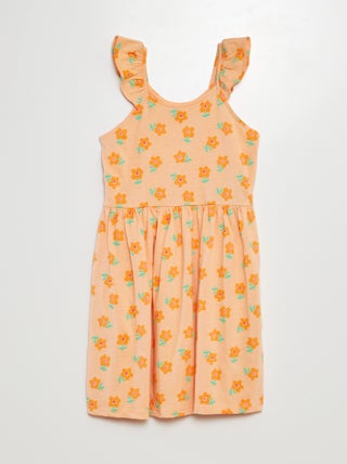 Vestido de tirantes con volantes y estampado