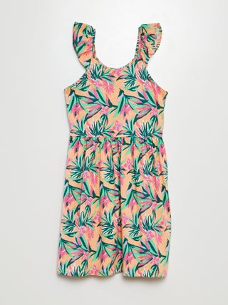 Vestido de tirantes con volantes y estampado