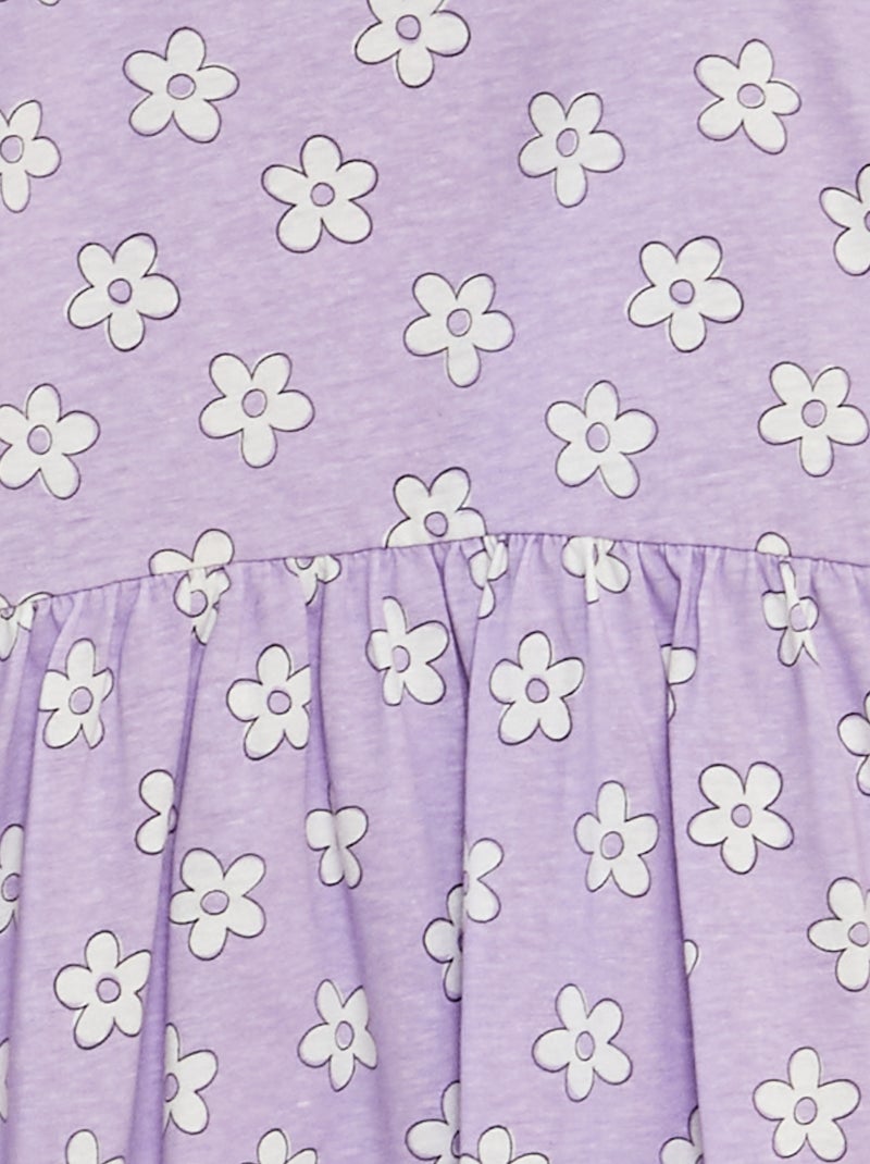 Vestido de tirantes con volantes y estampado PURPURA - Kiabi